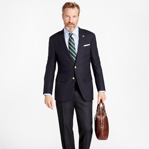 A navy blue Brooks Brother Madison 1818 sports coat sized 41L. - Picture 1 of 4